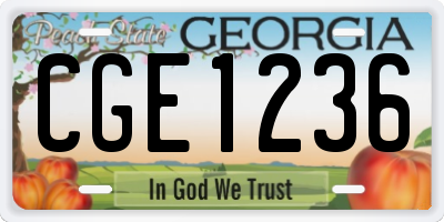 GA license plate CGE1236