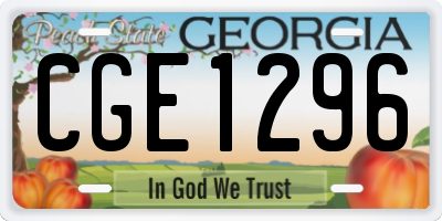 GA license plate CGE1296