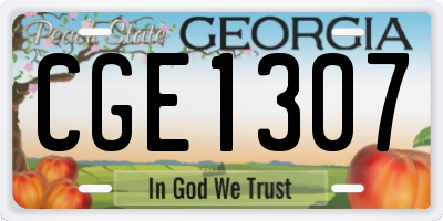 GA license plate CGE1307