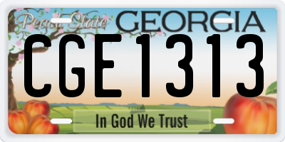 GA license plate CGE1313