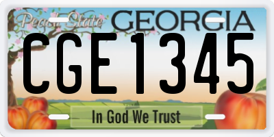 GA license plate CGE1345