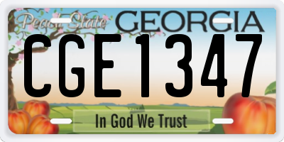 GA license plate CGE1347