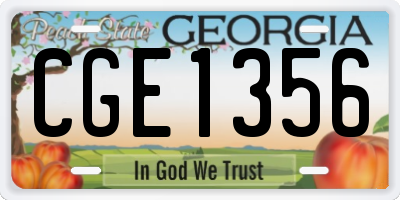 GA license plate CGE1356