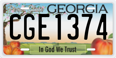 GA license plate CGE1374
