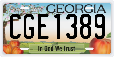 GA license plate CGE1389
