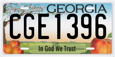 GA license plate CGE1396