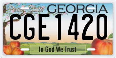 GA license plate CGE1420