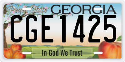GA license plate CGE1425