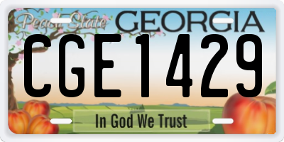 GA license plate CGE1429