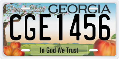 GA license plate CGE1456