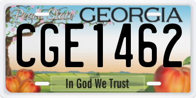GA license plate CGE1462