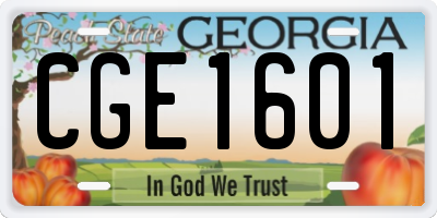 GA license plate CGE1601