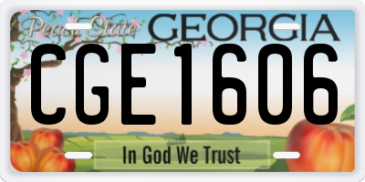 GA license plate CGE1606