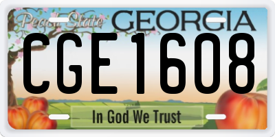 GA license plate CGE1608