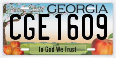GA license plate CGE1609