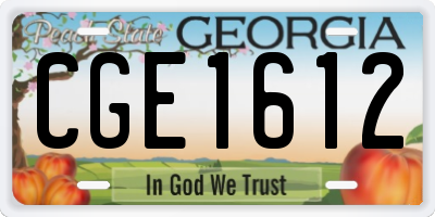 GA license plate CGE1612