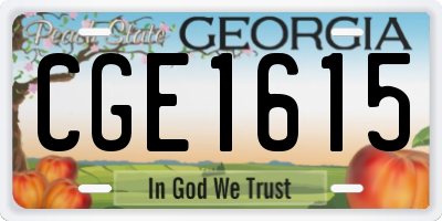 GA license plate CGE1615