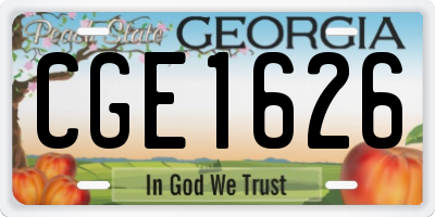GA license plate CGE1626