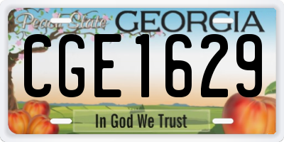GA license plate CGE1629