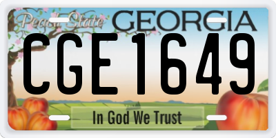 GA license plate CGE1649