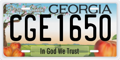 GA license plate CGE1650