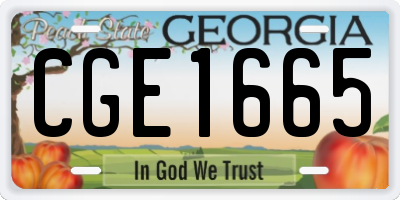 GA license plate CGE1665