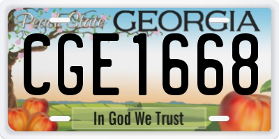 GA license plate CGE1668