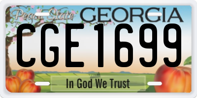 GA license plate CGE1699