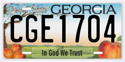 GA license plate CGE1704