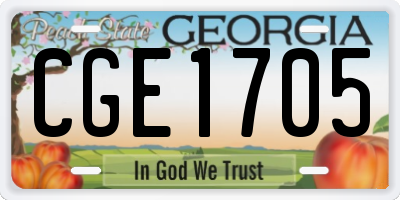 GA license plate CGE1705