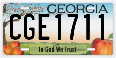 GA license plate CGE1711