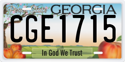 GA license plate CGE1715