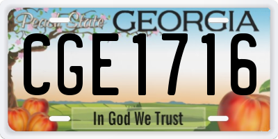 GA license plate CGE1716