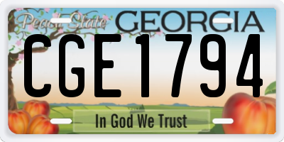 GA license plate CGE1794