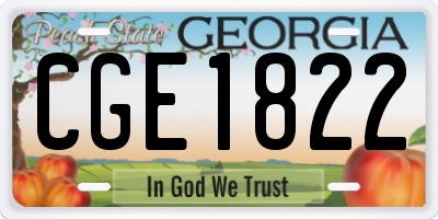 GA license plate CGE1822