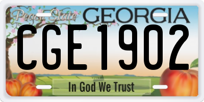 GA license plate CGE1902