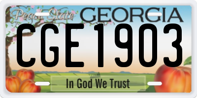GA license plate CGE1903