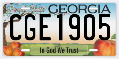 GA license plate CGE1905