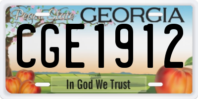 GA license plate CGE1912