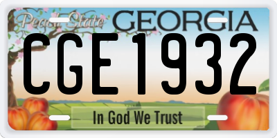 GA license plate CGE1932
