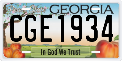GA license plate CGE1934
