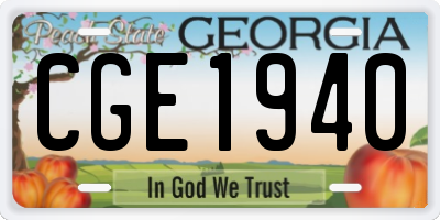 GA license plate CGE1940
