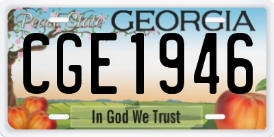 GA license plate CGE1946