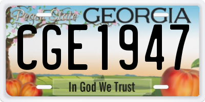 GA license plate CGE1947