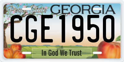 GA license plate CGE1950