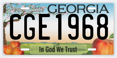 GA license plate CGE1968