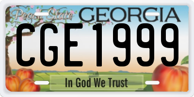 GA license plate CGE1999