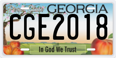 GA license plate CGE2018