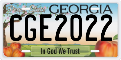 GA license plate CGE2022
