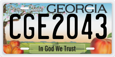 GA license plate CGE2043